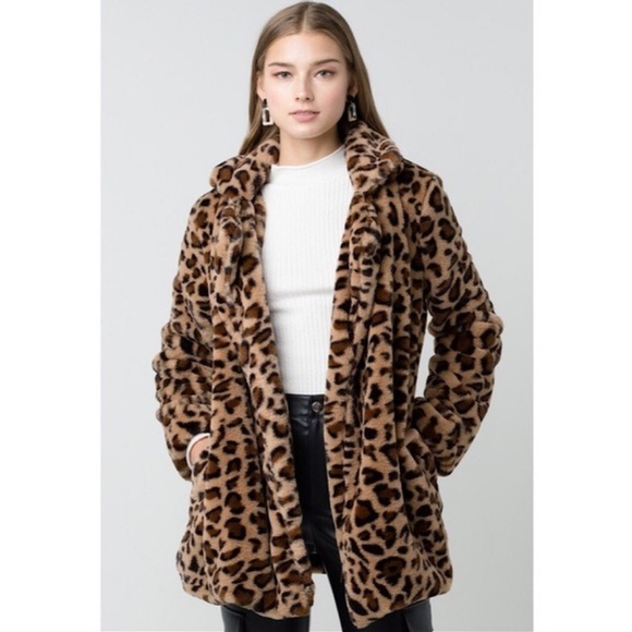 Love Tree Jackets & Blazers - SOLD OUT SALE LEOPARD FAUX FUR TEDDY COAT